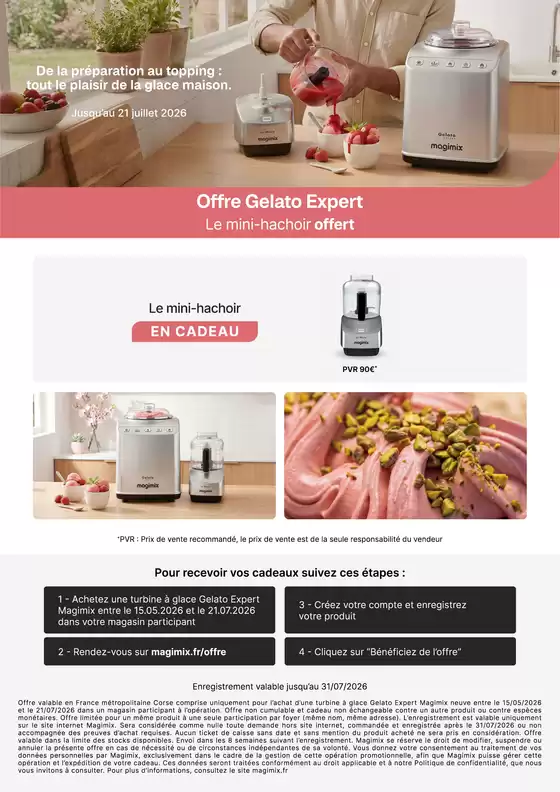 Catalogue Pulsat | Offre Gelato Expert Le mini-hachoir offert | 2026-05-15T00:00:00.000Z - 2026-07-21T00:00:00.000Z