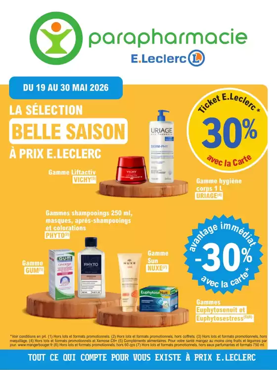 Catalogue E.Leclerc Parapharmacie | LA SÉLECTION BELLE SAISON | 2026-05-19T00:00:00.000Z - 2026-05-30T00:00:00.000Z