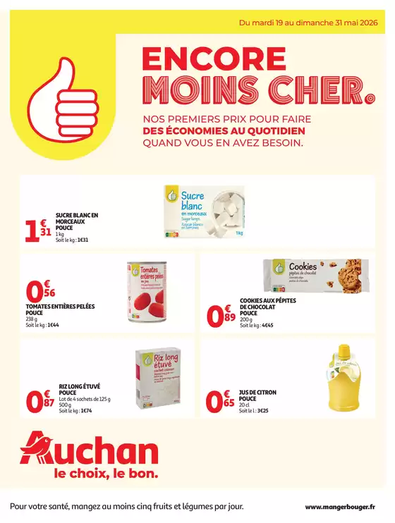 Catalogue Auchan Hypermarché à Angers | Petits prix marque Pouce | 2026-05-19T00:00:00.000Z - 2026-05-31T00:00:00.000Z