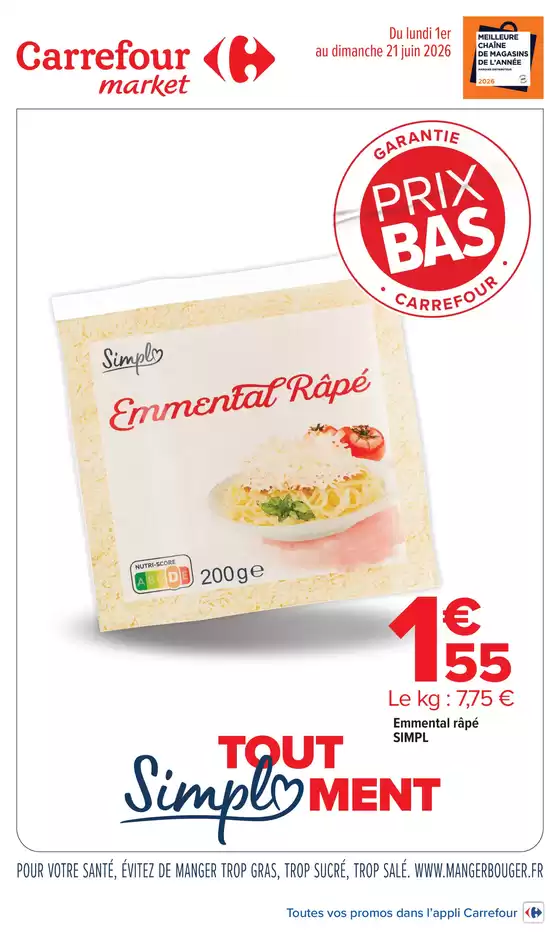 Catalogue Carrefour Market | GARANTIE PRIX BAS-TOUT SIMPLMENT | 2026-06-01T00:00:00.000Z - 2026-06-21T00:00:00.000Z