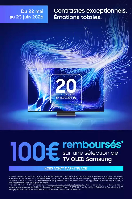Catalogue Group Digital | 100€ remboursés sur une sélection de TV OLED Samsung | 2026-05-22T00:00:00.000Z - 2026-06-23T00:00:00.000Z