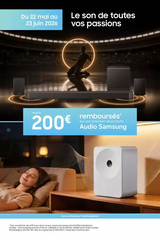Catalogue Group Digital | Jusqu’à 200€ remboursés sur une sélection de produits Audio Samsung | 2026-05-22T00:00:00.000Z - 2026-06-23T00:00:00.000Z