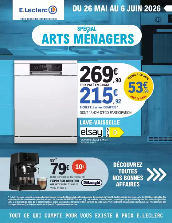 Catalogue E.Leclerc à Maffliers | ARTS MENAGERS DÉTÉ | 2026-05-26T00:00:00.000Z - 2026-06-06T00:00:00.000Z