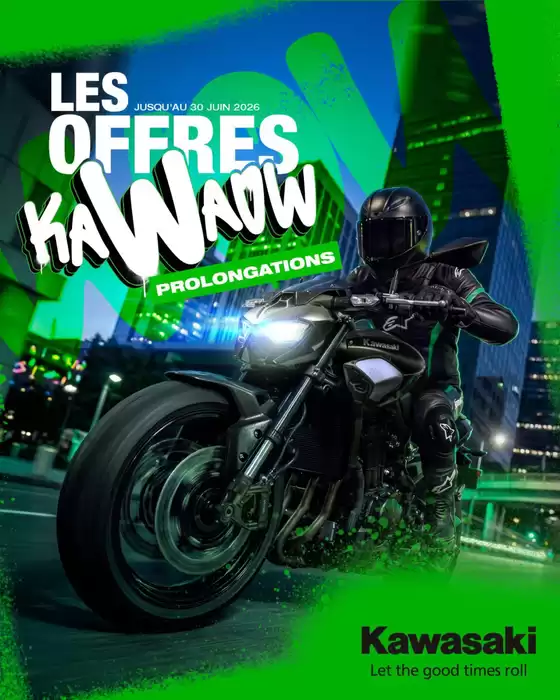 Catalogue Kawasaki à Nespouls | Les offres Kawoaw continuent… et ce jusqu'au 30 juin ! | 2026-06-01T00:00:00.000Z - 2026-06-30T00:00:00.000Z