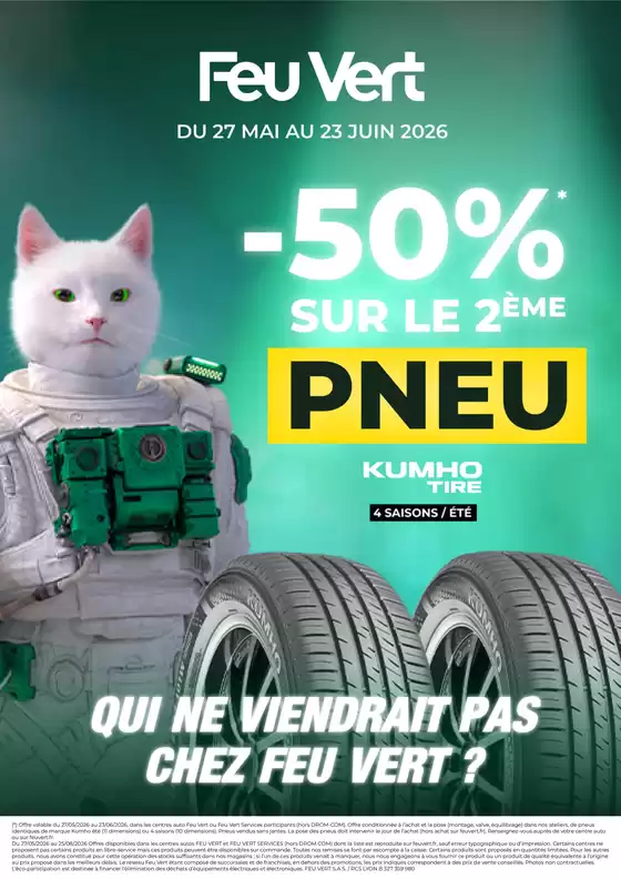 Catalogue Feu Vert à Verneuil-sur-Avre | -50% sur le 2ème PNEU | 2026-05-27T00:00:00.000Z - 2026-06-23T00:00:00.000Z