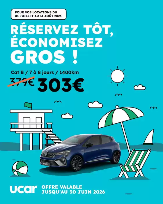 Catalogue Ucar | Profitez de -20% sur votre location de voiture pour cet été ! | 2026-06-01T00:00:00.000Z - 2026-08-31T00:00:00.000Z