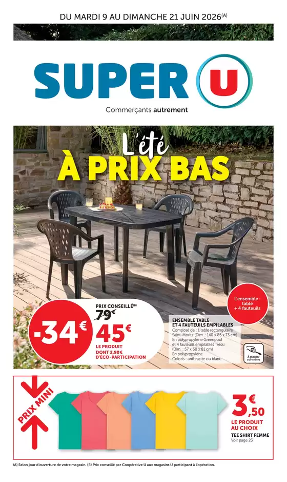 Catalogue Super U à Châtenoy-en-Bresse | Les prix Bas de l’été | 2026-06-09T00:00:00.000Z - 2026-06-21T00:00:00.000Z