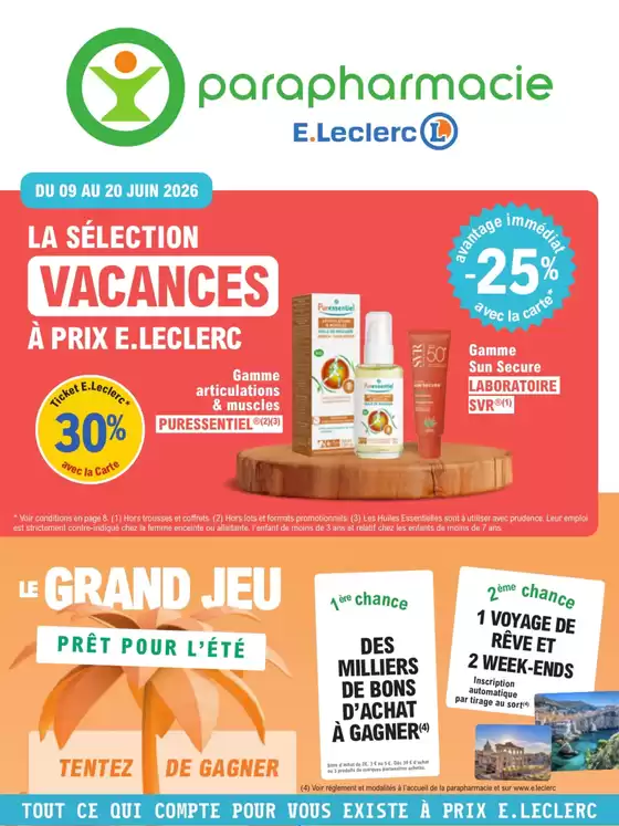 Catalogue E.Leclerc Parapharmacie à Quinsac (Hérault) | Prospectus préparation Vacances | 2026-06-09T00:00:00.000Z - 2026-06-20T00:00:00.000Z