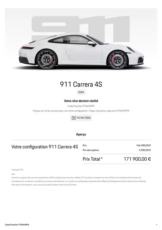 Catalogue Porsche | 911 Carrera 4S | 2026-06-15T00:00:00.000Z - 2026-07-19T00:00:00.000Z