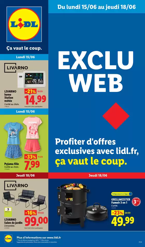 Catalogue Lidl à | Les Exclus Web de la semaine | 2026-06-15T00:00:00.000Z - 2026-06-18T00:00:00.000Z