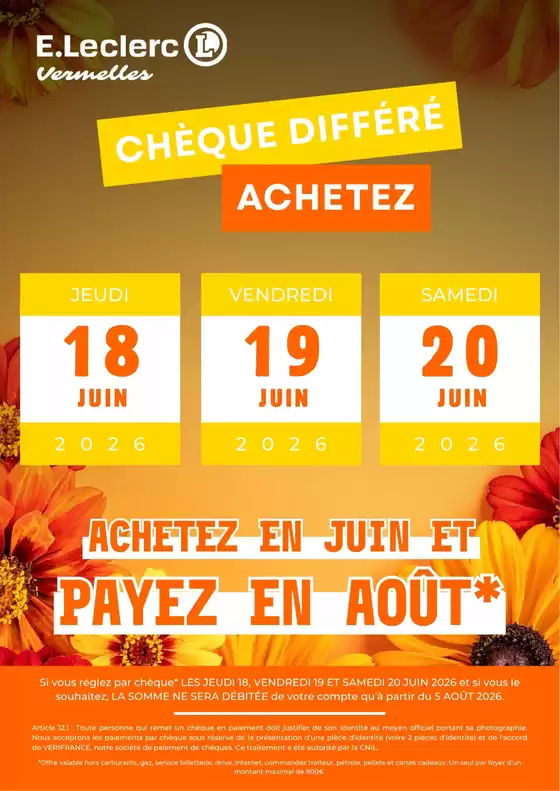 Catalogue E.Leclerc | OPERATION CHEQUE DIFFERE | 2026-06-18T00:00:00.000Z - 2026-06-20T00:00:00.000Z