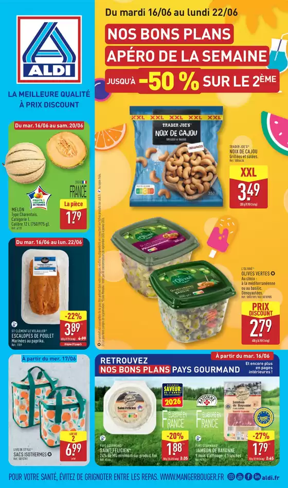 Catalogue Aldi à Sarrians | NOS BONS PLANS DE LA SEMAINE JUSQU'À -50% SUR LE 2ÈME | 2026-06-16T00:00:00.000Z - 2026-06-22T00:00:00.000Z
