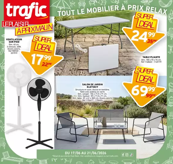 Catalogue Trafic à Houilles | TOUT LE MOB ILIER À PRI X RE L A X | 2026-06-16T00:00:00.000Z - 2026-06-21T00:00:00.000Z