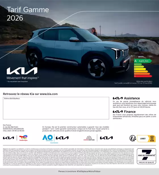 Catalogue KIA à Gournay-sur-Marne | KIA EV3 100% électrique - Price list | 2026-06-17T00:00:00.000Z - 2026-12-31T00:00:00.000Z