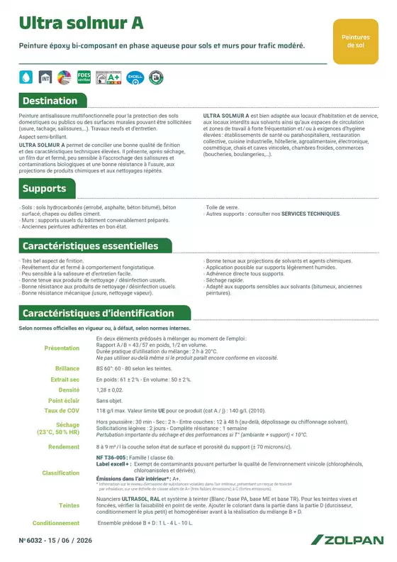 Catalogue Zolpan | Ultra SolMur A fiche technique | 2026-06-22T00:00:00.000Z - 2026-07-22T00:00:00.000Z