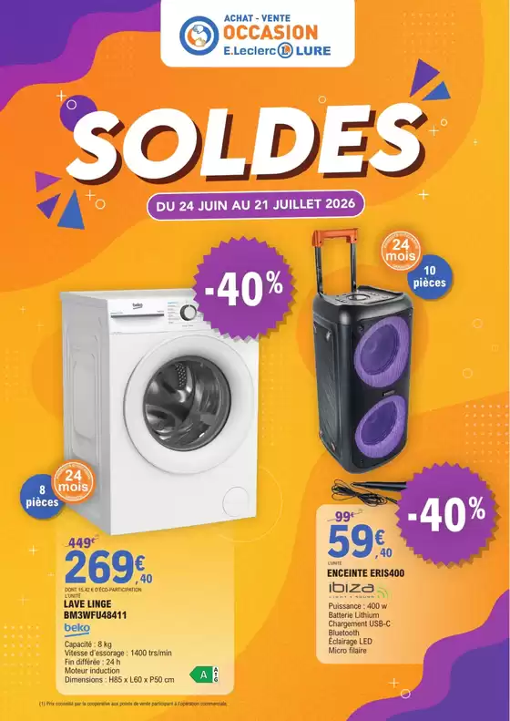 Catalogue E.Leclerc à Laruscade | SOLDES OCCASION 2 | 2026-06-24T00:00:00.000Z - 2026-07-21T00:00:00.000Z