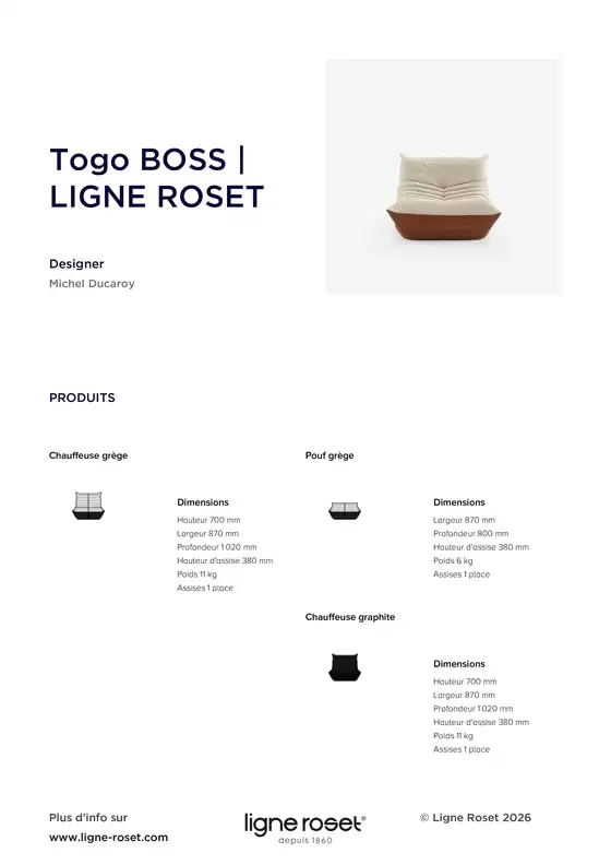 Catalogue Ligne Roset à Morigny-Champigny | Togo BOSS | LIGNE ROSET | 2026-06-23T00:00:00.000Z - 2026-06-30T00:00:00.000Z