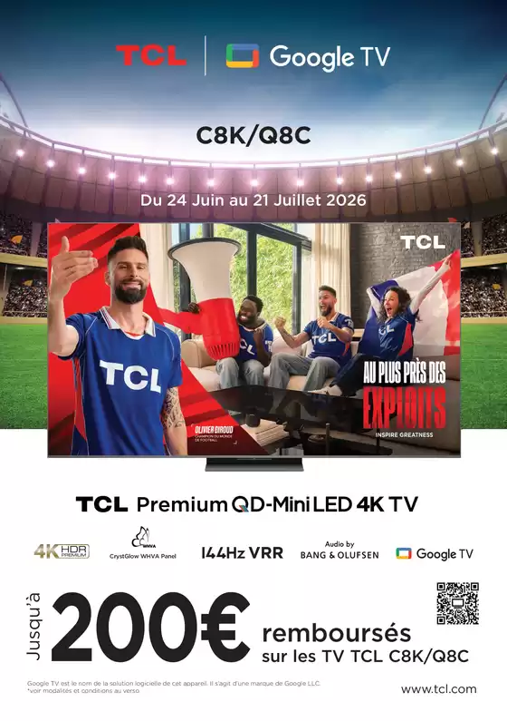 Catalogue Group Digital à Eppeville | Jusqu'à 200€ remboursés sur les TV TCL C8K/Q8C | 2026-06-24T00:00:00.000Z - 2026-07-21T00:00:00.000Z