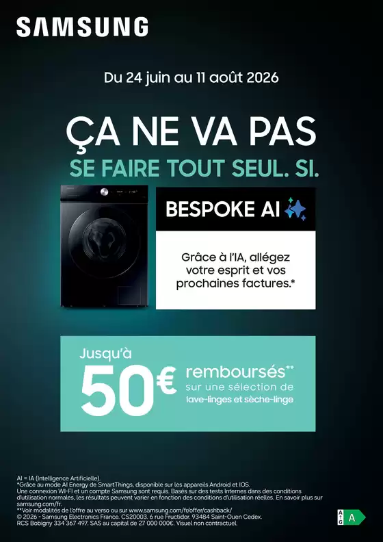 Catalogue Boulanger à Escaudain |  OFFRE Samsung : jusqu'à 50€ remboursés ! | 2026-06-24T00:00:00.000Z - 2026-08-11T00:00:00.000Z
