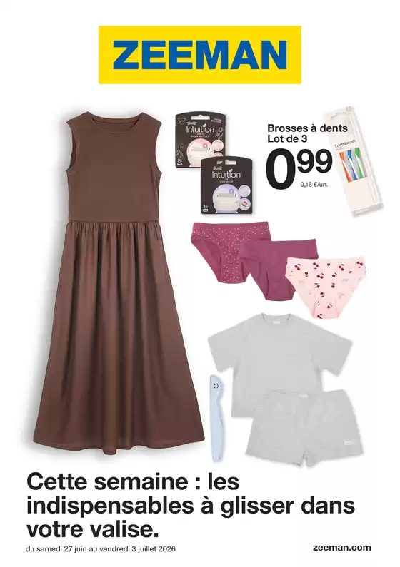 Catalogue Zeeman | Cette semaine : les indispensables à glisser dans votre valise. | 2026-06-26T00:00:00.000Z - 2026-07-03T00:00:00.000Z