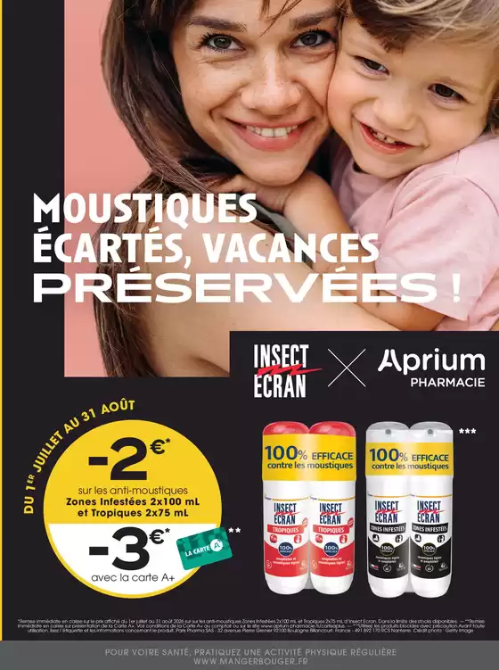 Catalogue Aprium Pharmacie à Rochefort (Charente Maritime) | Moustiques écartés, vacances PRÉSERVÉES ! | 2026-07-01T00:00:00.000Z - 2026-08-31T00:00:00.000Z