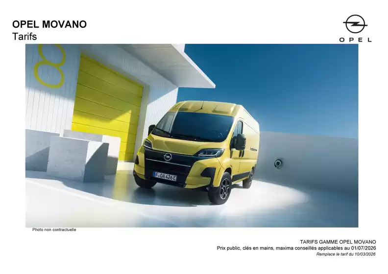 Catalogue Opel à Vouneuil-sur-Vienne | Tarif 1er juillet 2026 opel movano movano electric | 2026-07-02T00:00:00.000Z - 2026-12-31T00:00:00.000Z