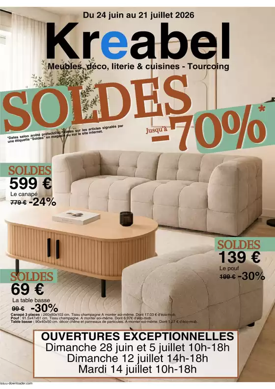 Catalogue KREABEL | SOLDES jusqu'à -70 % | 2026-07-02T00:00:00.000Z - 2026-07-21T00:00:00.000Z