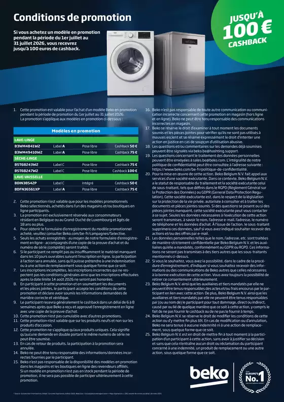 Catalogue Expert | Beko - Jusqu'à €100 cashback | 2026-07-02T00:00:00.000Z - 2026-07-31T00:00:00.000Z