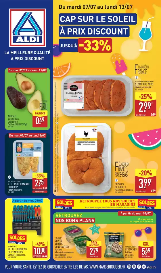 Catalogue Aldi à Saint-Philibert (Morbihan) | CAP SUR LE SOLEIL A PRIX DISCOUNT JUSQU'À -33% | 2026-07-07T00:00:00.000Z - 2026-07-13T00:00:00.000Z