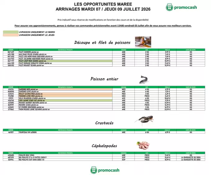 Catalogue Promocash | Offre marée | 2026-07-08T00:00:00.000Z - 2026-07-09T00:00:00.000Z