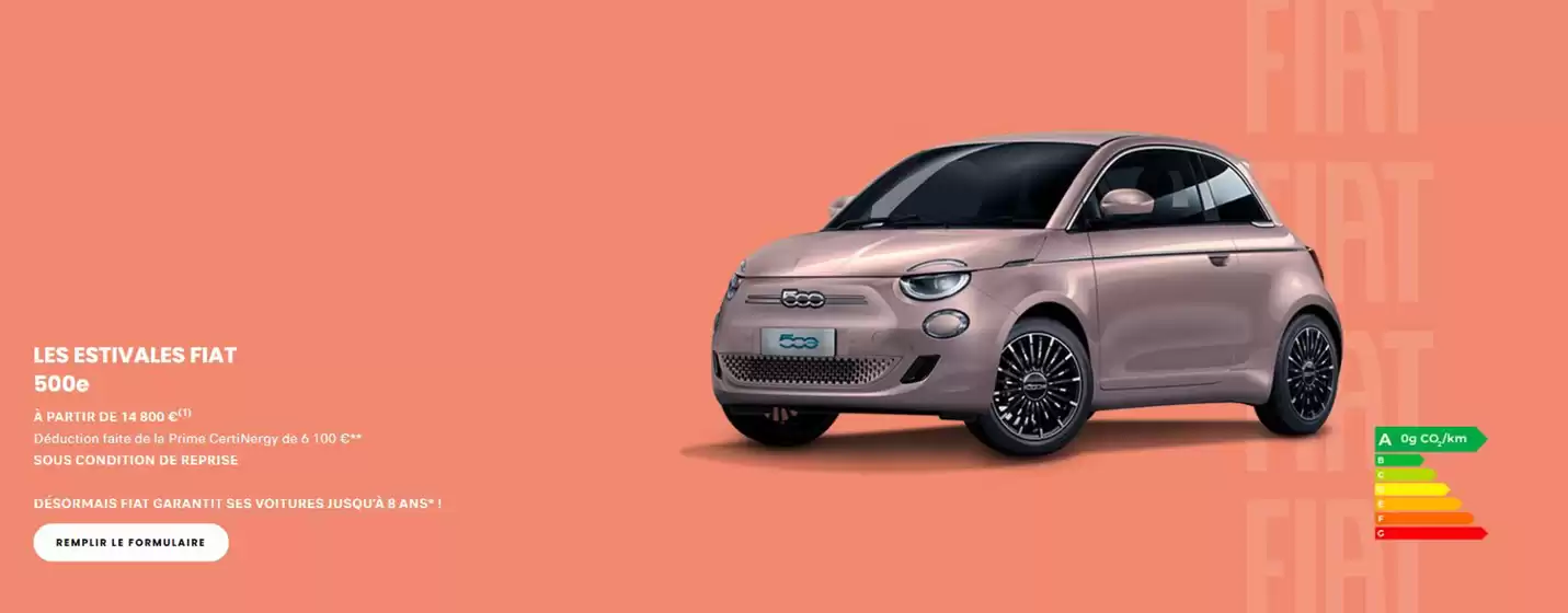 Catalogue Fiat | LES ESTIVALES FIAT 500e | 2026-07-15T00:00:00.000Z - 2026-08-31T00:00:00.000Z