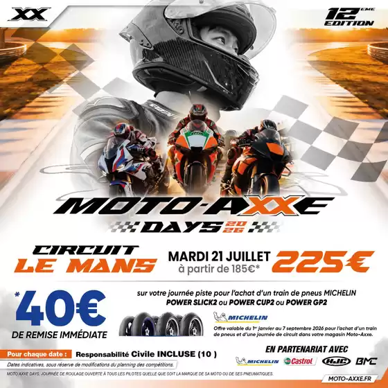 Catalogue Moto-Axxe à Leyme | Dernières places disponibles ! | 2026-07-17T00:00:00.000Z - 2026-07-21T00:00:00.000Z