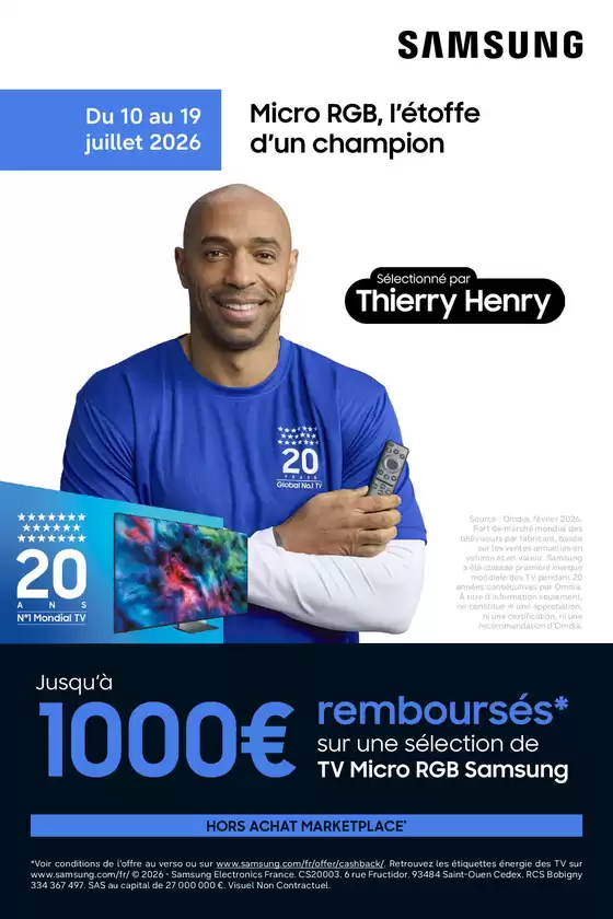 Catalogue Group Digital | Jusqu'à 1000€ remboursés sur une sélection de TV Micro RGB Samsung | 2026-07-10T00:00:00.000Z - 2026-07-19T00:00:00.000Z