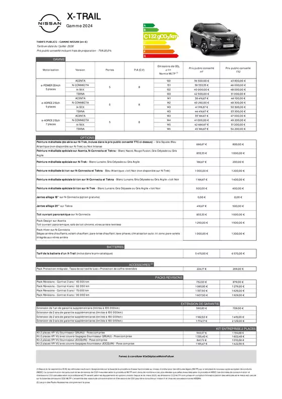Catalogue Nissan à La Chapelle-Saint-Luc | Fiche tarifaire x trail | 2026-07-20T00:00:00.000Z - 2026-10-31T00:00:00.000Z