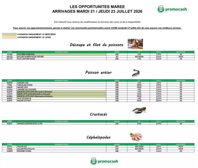 Catalogue Promocash | Offre marée | 2026-07-22T00:00:00.000Z - 2026-07-23T00:00:00.000Z