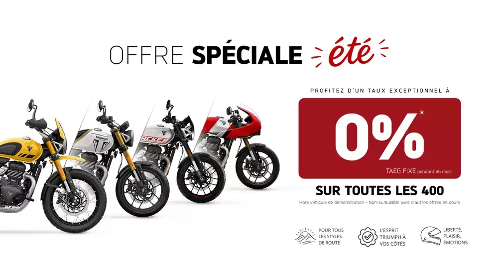 Catalogue Triumph | Offre valable pour toute moto neuve commandée et livrée avant le 30 septembre 2026 | 2026-07-29T00:00:00.000Z - 2026-09-30T00:00:00.000Z