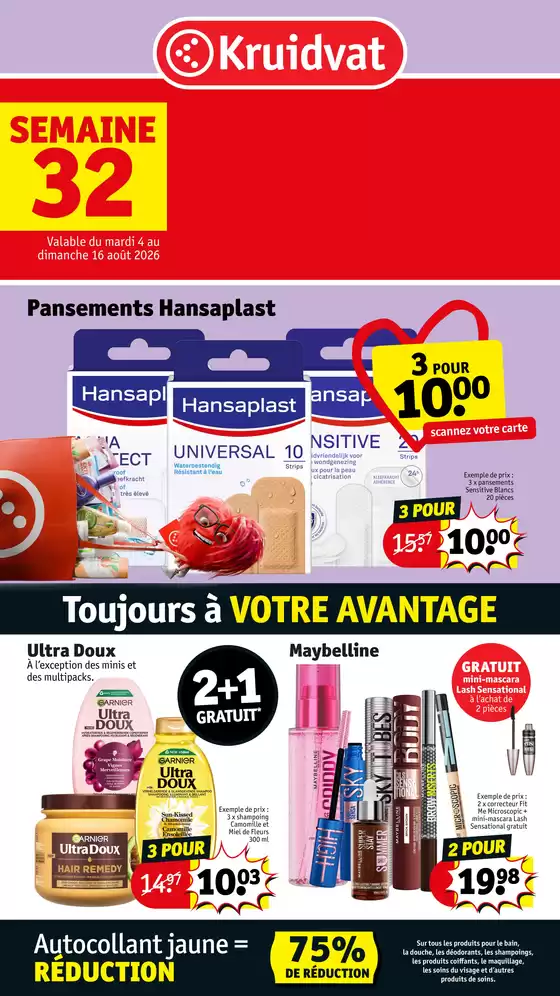Catalogue Kruidvat à Villeneuve-sous-Dammartin | Toujours à VOTRE AVANTAGE | 2026-08-03T00:00:00.000Z - 2026-08-16T00:00:00.000Z