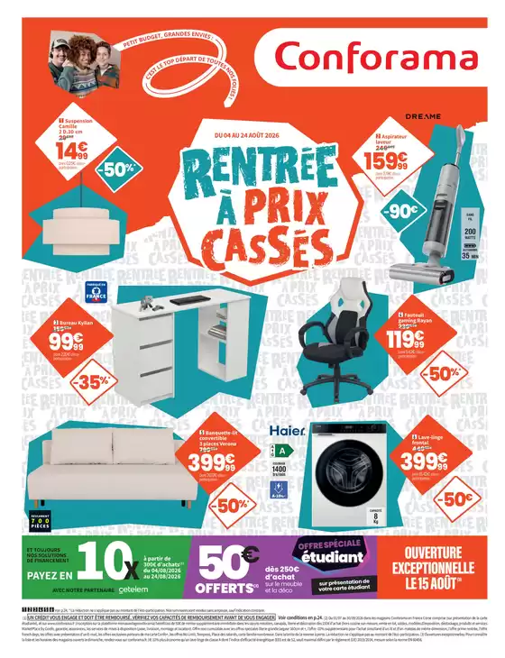 Catalogue Conforama | Rentrée à prix cassés | 2026-08-04T00:00:00.000Z - 2026-08-24T00:00:00.000Z