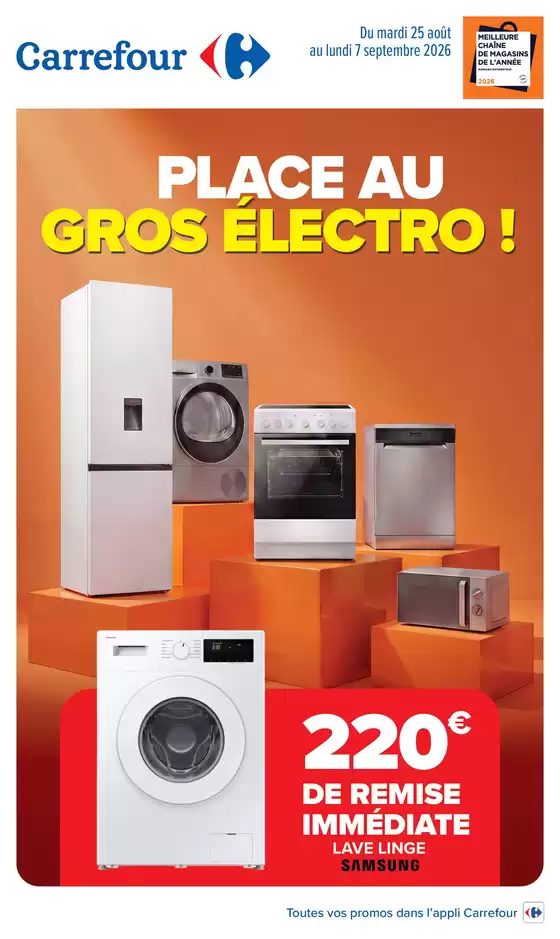 Catalogue Carrefour à Le Lion-d'Angers | PLACE AU GROS ÉLECTRO | 2026-08-25T00:00:00.000Z - 2026-09-07T00:00:00.000Z