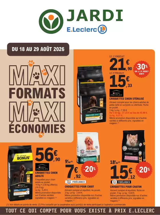 Catalogue E.Leclerc Jardi à Nice | Maxi formats mini prix | 2026-08-18T00:00:00.000Z - 2026-08-29T00:00:00.000Z