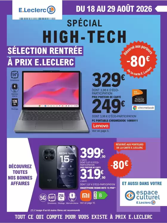 Catalogue E.Leclerc à Beaumont-lès-Valence | HIGH-TECH RENTREE DES ELEVES | 2026-08-18T00:00:00.000Z - 2026-08-29T00:00:00.000Z