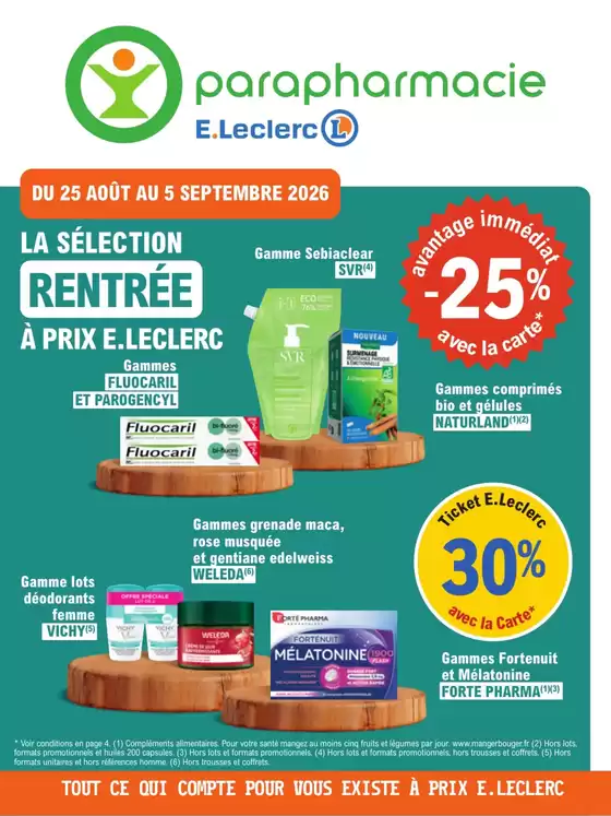 Catalogue E.Leclerc Parapharmacie | Prospectus Rentrée | 2026-08-25T00:00:00.000Z - 2026-09-05T00:00:00.000Z