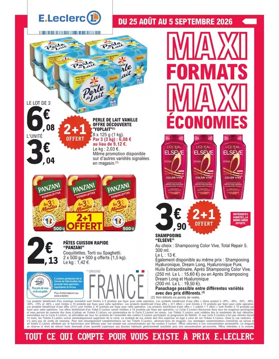 Catalogue E.Leclerc à Le Verdon-sur-Mer | DEPENSER MOINS 20 GV - MIXTE | 2026-08-25T00:00:00.000Z - 2026-09-05T00:00:00.000Z