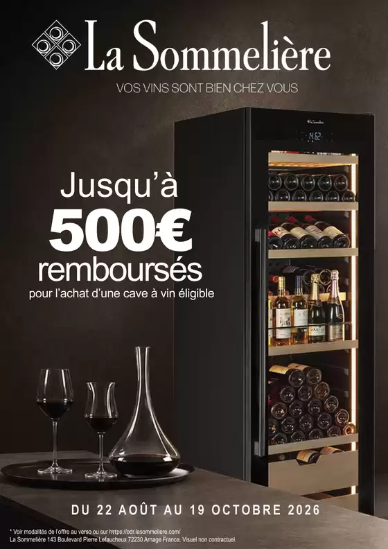 Catalogue Boulanger à Apremont - Rhône-Alpes | OFFRE La Sommelière : Jusqu'à 500€ remboursés | 2026-08-25T00:00:00.000Z - 2026-10-19T00:00:00.000Z
