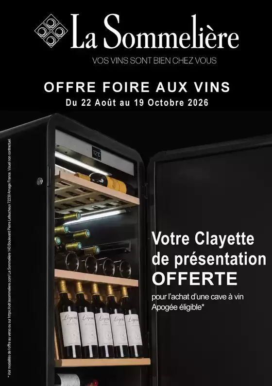 Catalogue Boulanger à Apremont - Rhône-Alpes | OFFRE La Sommelière : Votre Clayette offerte | 2026-08-25T00:00:00.000Z - 2026-10-19T00:00:00.000Z