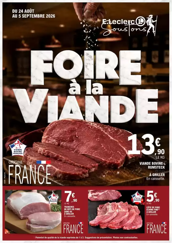 Catalogue E.Leclerc à Laussonne | foire viande 26 | 2026-08-24T00:00:00.000Z - 2026-09-05T00:00:00.000Z