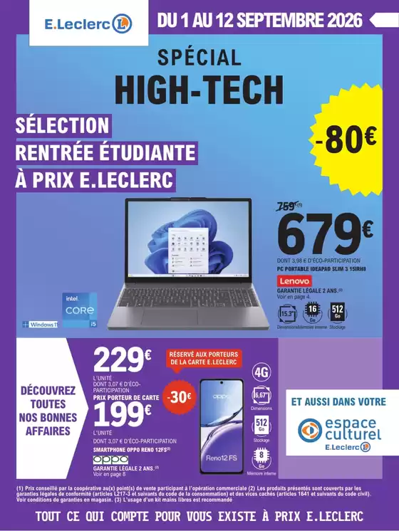 Catalogue E.Leclerc Espace Culturel | SPÉCIAL HIGH-TECH | 2026-09-01T00:00:00.000Z - 2026-09-12T00:00:00.000Z