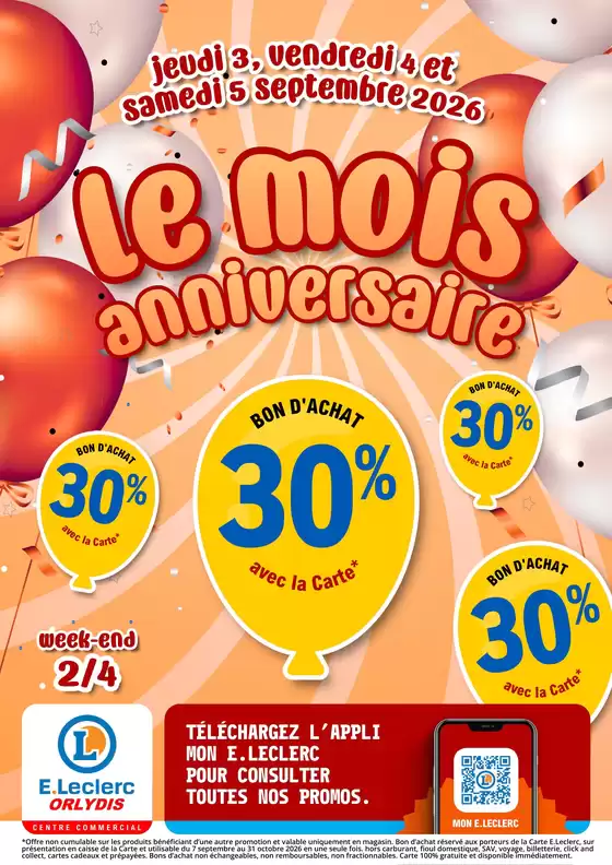Catalogue E.Leclerc à Bourg-lès-Valence | ANNIVERSAIRE 2 | 2026-09-03T00:00:00.000Z - 2026-10-31T00:00:00.000Z