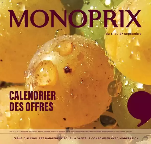 Catalogue Monoprix | CALENDRIER DES OFFRES | 2026-09-01T00:00:00.000Z - 2026-09-27T00:00:00.000Z