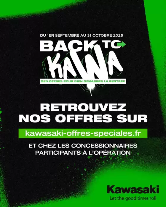 Catalogue Kawasaki | Back to KAWA | 2026-09-02T00:00:00.000Z - 2026-10-31T00:00:00.000Z